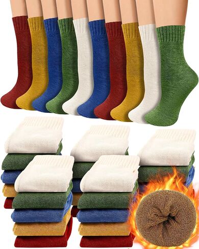 Jecery 50 Pairs Crew Socks Bulk Colorful Boot Socks Ankle Socks Warm Thick Knit Winter Slouch Sock Unisex Socks for Women Men Gifts Red, Yellow, Blue, Green, White One Size in Saudi Arabia