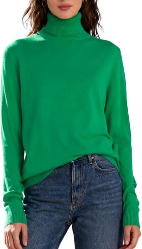 Betusline Women Basic Solid Slim Fit Turtleneck Sweater Pullover in Kuwait