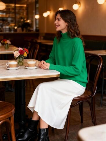 Betusline Women Basic Solid Slim Fit Turtleneck Sweater Pullover in Kuwait