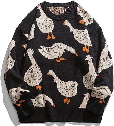 Arssm Mens Oversized Dinosaur Knit Pullover Sweater Fashion Cartoon Unisex Sweater Long Sleeve Crewneck Vintage Tops in Kuwait