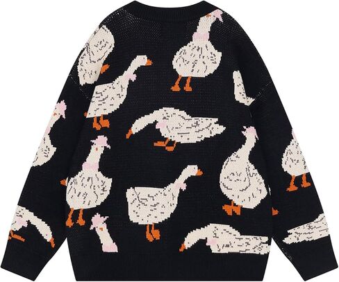 Arssm Mens Oversized Dinosaur Knit Pullover Sweater Fashion Cartoon Unisex Sweater Long Sleeve Crewneck Vintage Tops in Kuwait
