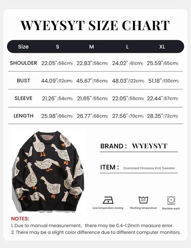 Arssm Mens Oversized Dinosaur Knit Pullover Sweater Fashion Cartoon Unisex Sweater Long Sleeve Crewneck Vintage Tops in Kuwait