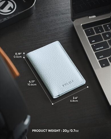 VULKIT Leather Business Card Holder 2 Sided Slim Business Name Card Organizer for Men or Women, Up to hold 20 cards(Vintage Black) in Kuwait