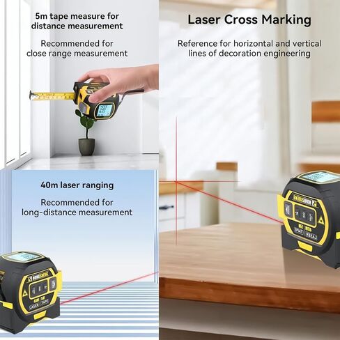 2025 New Almighty Ruler, Tools Tape Measure, 3-in-1 Rangefinder With LED Display, Digital Tape Measure (Yellow 1Pc) in Saudi Arabia