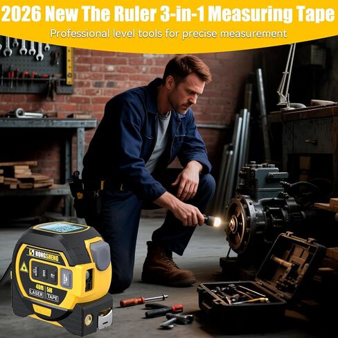 2025 New Almighty Ruler, Tools Tape Measure, 3-in-1 Rangefinder With LED Display, Digital Tape Measure (Yellow 1Pc) in Saudi Arabia
