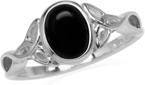 مجموعة إطار Silvershake من الأحجار الكريمة كابوشون Triquetra Trinity Celtic Knot Design خاتم من الفضة الإسترليني عيار 925 in Kuwait