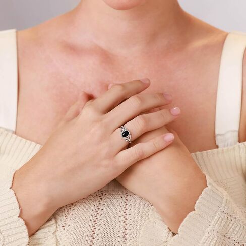 مجموعة إطار Silvershake من الأحجار الكريمة كابوشون Triquetra Trinity Celtic Knot Design خاتم من الفضة الإسترليني عيار 925 in Kuwait