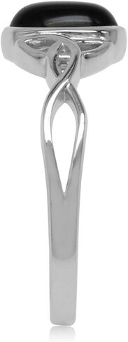 مجموعة إطار Silvershake من الأحجار الكريمة كابوشون Triquetra Trinity Celtic Knot Design خاتم من الفضة الإسترليني عيار 925 in Kuwait