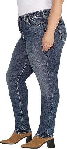 Silver Jeans Co. Women's Suki Mid Rise Curvy Fit Straight Leg Jeans, Dark Wash EDB482, 29W x 31L in Saudi Arabia