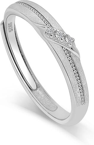 Meissa 2Pcs Couple Rings for Men and Women 925 Sterling Silver Matching Wedding Band Promise Engagement Rings Handmade Bridal Jewelry, Anniversary Gifts, Set of Two Rings in Saudi Arabia