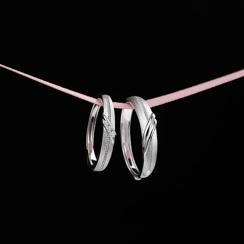 Meissa 2Pcs Couple Rings for Men and Women 925 Sterling Silver Matching Wedding Band Promise Engagement Rings Handmade Bridal Jewelry, Anniversary Gifts, Set of Two Rings in Saudi Arabia