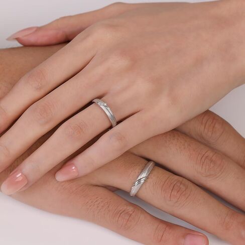 Meissa 2Pcs Couple Rings for Men and Women 925 Sterling Silver Matching Wedding Band Promise Engagement Rings Handmade Bridal Jewelry, Anniversary Gifts, Set of Two Rings in Saudi Arabia