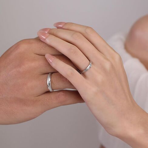 Meissa 2Pcs Couple Rings for Men and Women 925 Sterling Silver Matching Wedding Band Promise Engagement Rings Handmade Bridal Jewelry, Anniversary Gifts, Set of Two Rings in Saudi Arabia
