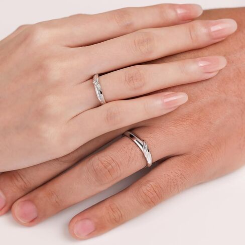Meissa 2Pcs Couple Rings for Men and Women 925 Sterling Silver Matching Wedding Band Promise Engagement Rings Handmade Bridal Jewelry, Anniversary Gifts, Set of Two Rings in Saudi Arabia