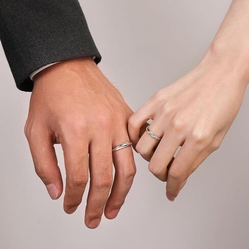 Meissa 2Pcs Couple Rings for Men and Women 925 Sterling Silver Matching Wedding Band Promise Engagement Rings Handmade Bridal Jewelry, Anniversary Gifts, Set of Two Rings in Saudi Arabia
