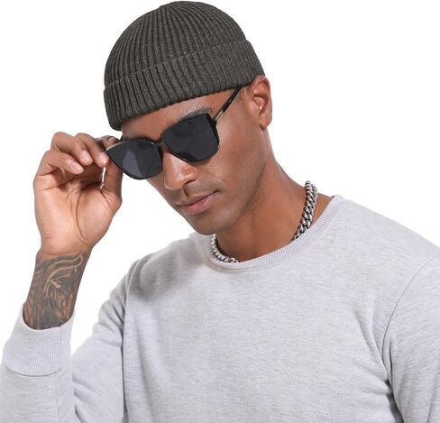 ROYBENS 2 Pack Wool Fisherman Beanies for Men, Knit Short Watch Cap Winter Warm Hats in Saudi Arabia