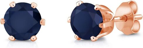 Gem Stone King 1.80 Ct Round 6mm Blue Tanzanite Brass Rose Gold Plated Brass Stud Earrings in Saudi Arabia