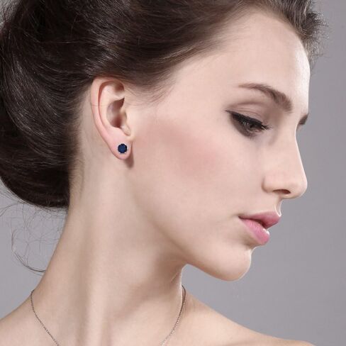 Gem Stone King 1.80 Ct Round 6mm Blue Tanzanite Brass Rose Gold Plated Brass Stud Earrings in Saudi Arabia