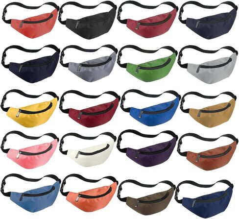 20 Pcs Neon Fanny Pack Bulk 80s Party Waist Bags Adjustable Colorful Oxford Cloth Workout Traveling Running Waist Bags with Zipper for Outdoor Rave Party Women Men, 20 Colors (Bright Color) in Saudi Arabia
