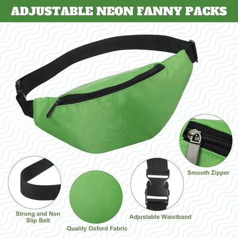 20 Pcs Neon Fanny Pack Bulk 80s Party Waist Bags Adjustable Colorful Oxford Cloth Workout Traveling Running Waist Bags with Zipper for Outdoor Rave Party Women Men, 20 Colors (Bright Color) in Saudi Arabia