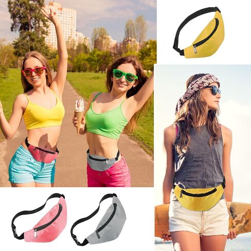20 Pcs Neon Fanny Pack Bulk 80s Party Waist Bags Adjustable Colorful Oxford Cloth Workout Traveling Running Waist Bags with Zipper for Outdoor Rave Party Women Men, 20 Colors (Bright Color) in Saudi Arabia