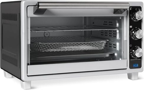 Amazon Basics 6-Slice 23-QT Toaster Oven with Built-In Air Fryer, 7-In-1 Cooking Options, 60-Min Timer & Adjustable Temperature (200℉ - 450℉), With Accessories, 1500W, Stainless Steel, Silver/Gray in Saudi Arabia