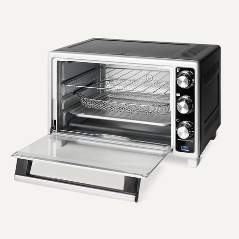 Amazon Basics 6-Slice 23-QT Toaster Oven with Built-In Air Fryer, 7-In-1 Cooking Options, 60-Min Timer & Adjustable Temperature (200℉ - 450℉), With Accessories, 1500W, Stainless Steel, Silver/Gray in Saudi Arabia