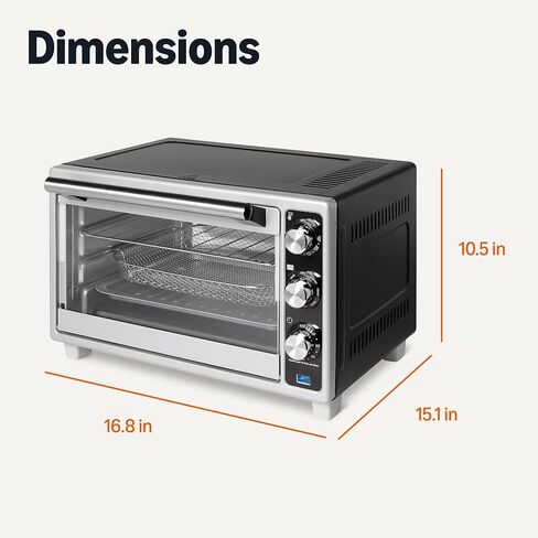 Amazon Basics 6-Slice 23-QT Toaster Oven with Built-In Air Fryer, 7-In-1 Cooking Options, 60-Min Timer & Adjustable Temperature (200℉ - 450℉), With Accessories, 1500W, Stainless Steel, Silver/Gray in Saudi Arabia