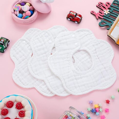 Geyoga 10 Pcs Baby Bibs 360° Rotate Baby Bandana Muslin Drool Bibs Petal Bibs Burp Gauze Cloths Absorbent Bib in Saudi Arabia