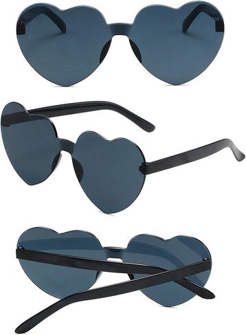 ALVOGIMOR 2 Pack Heart Shape Sunglasses,Colorful Rimless Sunglasses Transparent Heart Glasses Candy Color Eyewear in Kuwait