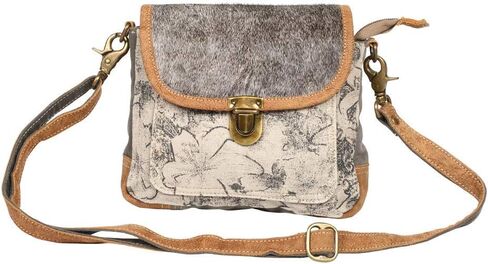 Myra Bag Chocolate Caramel Small & Crossbody Bag Upcycled Canvas, Leather & Rug S-2170 in Kuwait