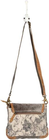 Myra Bag Chocolate Caramel Small & Crossbody Bag Upcycled Canvas, Leather & Rug S-2170 in Kuwait