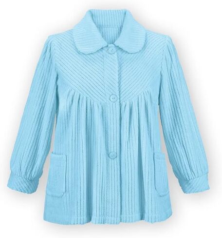 Collections Etc Soft Fleece Button Down Bed Jacket with Pockets - Comfy Flattering Fit Over Pajamas or Nightgown in Saudi Arabia