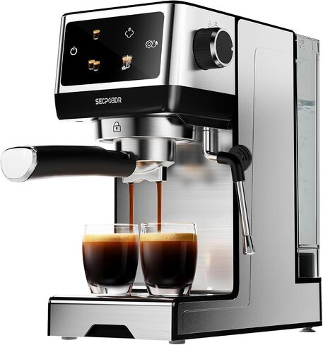 20Bar Espresso Machine with Hot & Rapid Cold Brew, Stainless Steel Coffee Makers, Cappuccino Latte Machine with Milk Frother Steam Wand for Home, 45oz Removable Water Tank, Touchscreen, Silver in Saudi Arabia