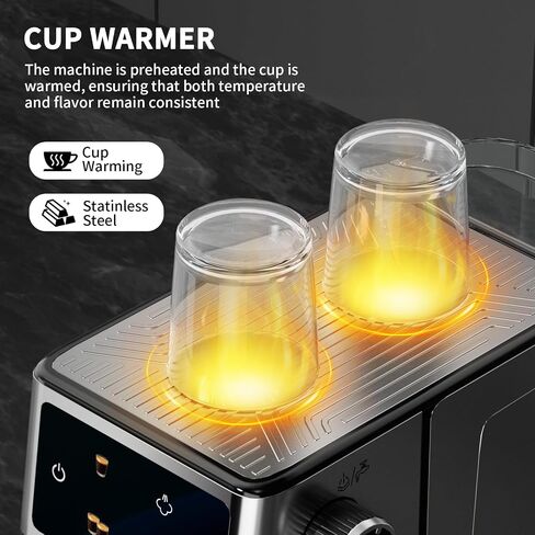 20Bar Espresso Machine with Hot & Rapid Cold Brew, Stainless Steel Coffee Makers, Cappuccino Latte Machine with Milk Frother Steam Wand for Home, 45oz Removable Water Tank, Touchscreen, Silver in Saudi Arabia