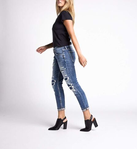 Silver Jeans Co. Women's Boyfriend Mid Rise Slim Leg Jeans-Legacy in Saudi Arabia