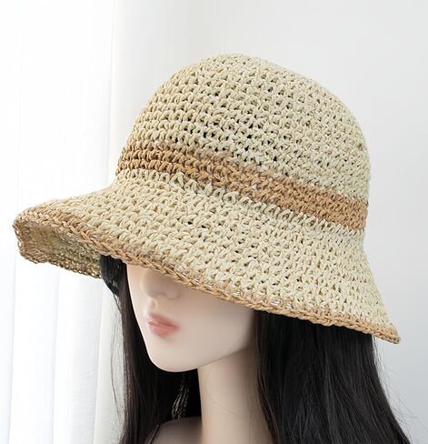 Floppy Big Beach Straw Hats for Women Foldable Summer Wide Brim Packable Oversized Sun Hat Womens Travel Straw Fedora Hat in Kuwait