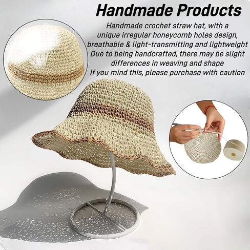 Floppy Big Beach Straw Hats for Women Foldable Summer Wide Brim Packable Oversized Sun Hat Womens Travel Straw Fedora Hat in Kuwait