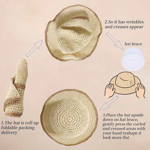 Floppy Big Beach Straw Hats for Women Foldable Summer Wide Brim Packable Oversized Sun Hat Womens Travel Straw Fedora Hat in Kuwait