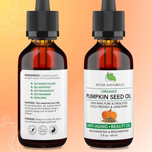 Jeune Naturelle Pumpkin Seed Oil Organic - 100% Pure RAW Cold Pressed Undiluted Pumpkin Seed Oil For Anti Aging Wrinkle Repair Hair Growth Serum Pumpkin Oil - Vitamin E Oil For Skin, 2 oz in Saudi Arabia