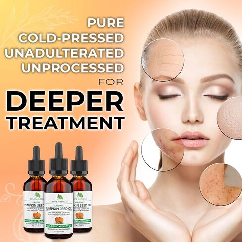 Jeune Naturelle Pumpkin Seed Oil Organic - 100% Pure RAW Cold Pressed Undiluted Pumpkin Seed Oil For Anti Aging Wrinkle Repair Hair Growth Serum Pumpkin Oil - Vitamin E Oil For Skin, 2 oz in Saudi Arabia