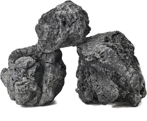 Black Lava Rocks for Aquarium Fire Pit Succulent Planters Bonsai Landscaping Garden Décor 5lb Lava Stone for Fish and Plants(3pcs 4-6 inches) in Saudi Arabia