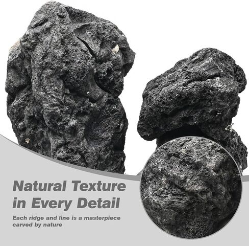 Black Lava Rocks for Aquarium Fire Pit Succulent Planters Bonsai Landscaping Garden Décor 5lb Lava Stone for Fish and Plants(3pcs 4-6 inches) in Saudi Arabia