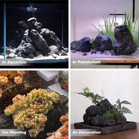 Black Lava Rocks for Aquarium Fire Pit Succulent Planters Bonsai Landscaping Garden Décor 5lb Lava Stone for Fish and Plants(3pcs 4-6 inches) in Saudi Arabia