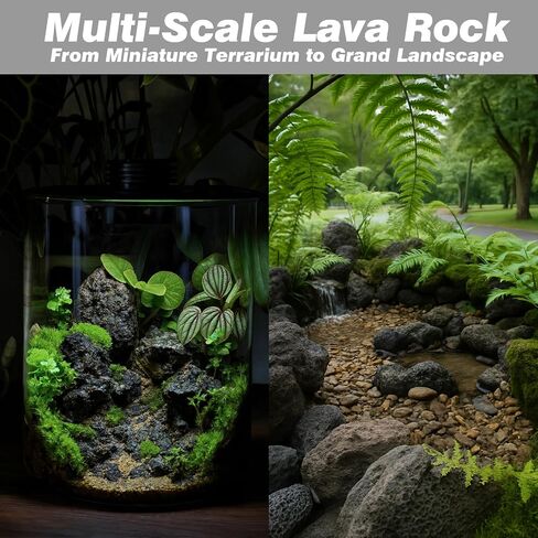 Black Lava Rocks for Aquarium Fire Pit Succulent Planters Bonsai Landscaping Garden Décor 5lb Lava Stone for Fish and Plants(3pcs 4-6 inches) in Saudi Arabia