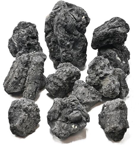 Black Lava Rocks for Aquarium Fire Pit Succulent Planters Bonsai Landscaping Garden Décor 5lb Lava Stone for Fish and Plants(3pcs 4-6 inches) in Saudi Arabia