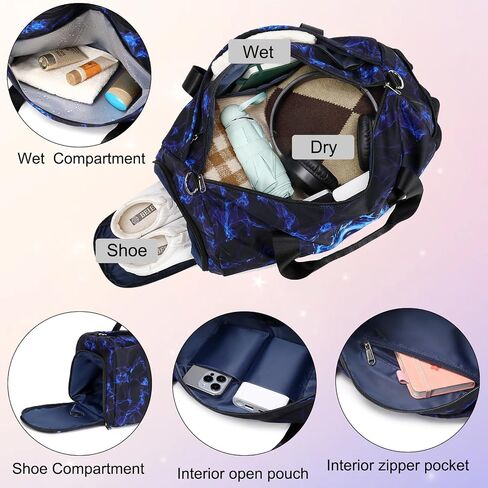 Dance Bag for Girls Sports Gym Bag for Girls Kids Travel Duffel Bags Waterproof Tie-dye Purple Overnight Duffel Bag with Shoe Compartment Ballet Gym Bag in Kuwait