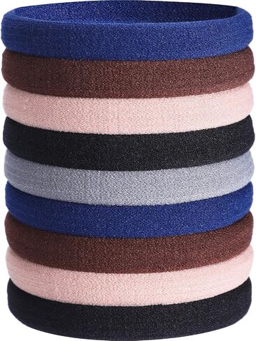 20 Pieces Large Stretch Hair Ties Hair Bands Ponytail Holders Headband for Thick Heavy and Curly Hair (Black, 5 cm in Diameter, 1 cm in Width) in Kuwait