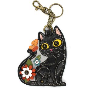 Chala Key Fob/Coin Purse - LaZzy Cat, White & Brown, 3.5 x 0.25 x 5.25 in in Kuwait