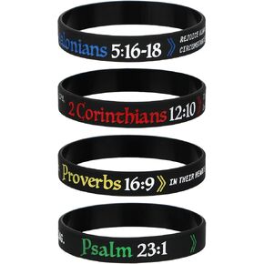 kilofly 4pcs Christian Religious Scripture Bible Verse Rubber Bracelet Wristband in Kuwait
